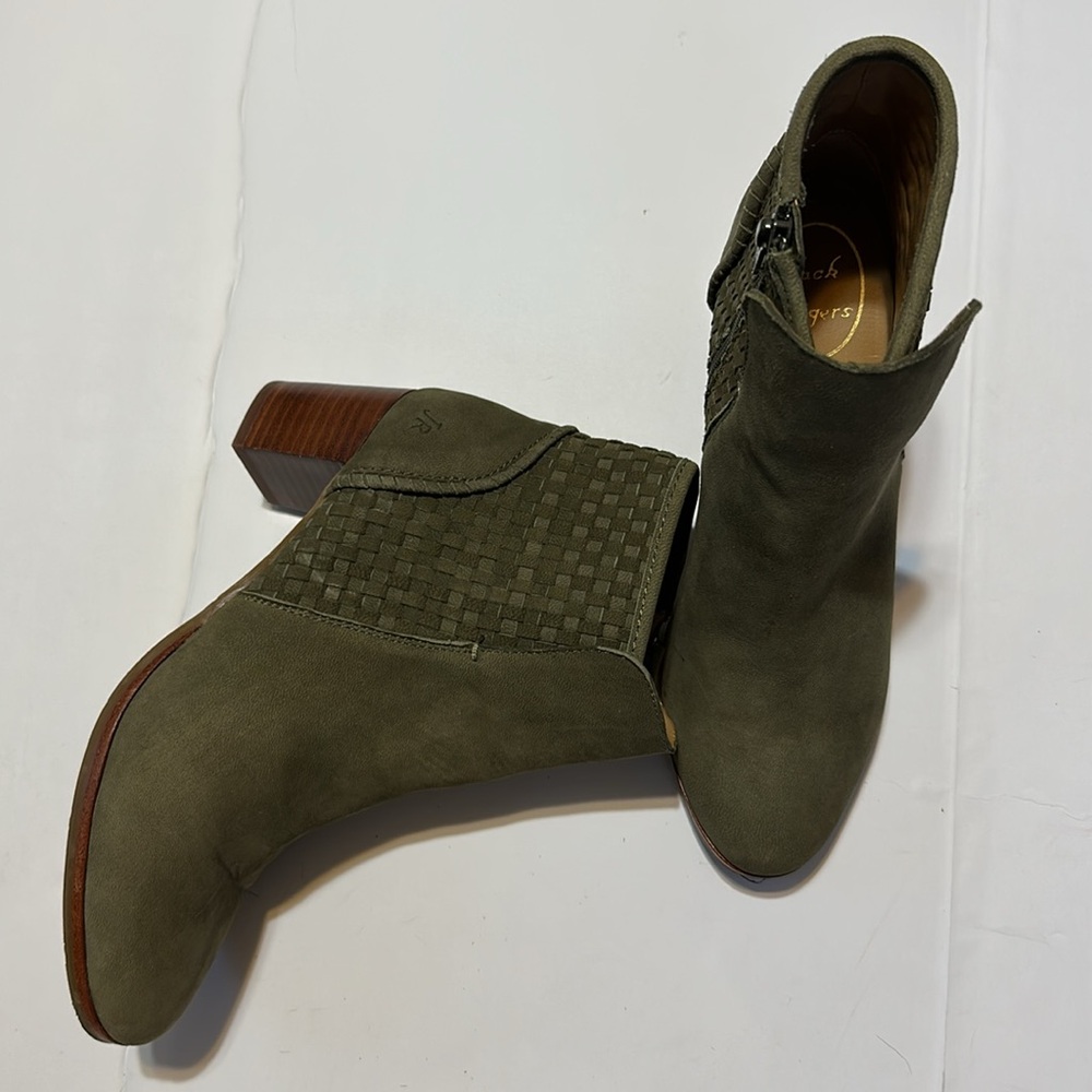 Jack Rogers Green Ankle Booties with Stacked Heel - Picture 2 of 9